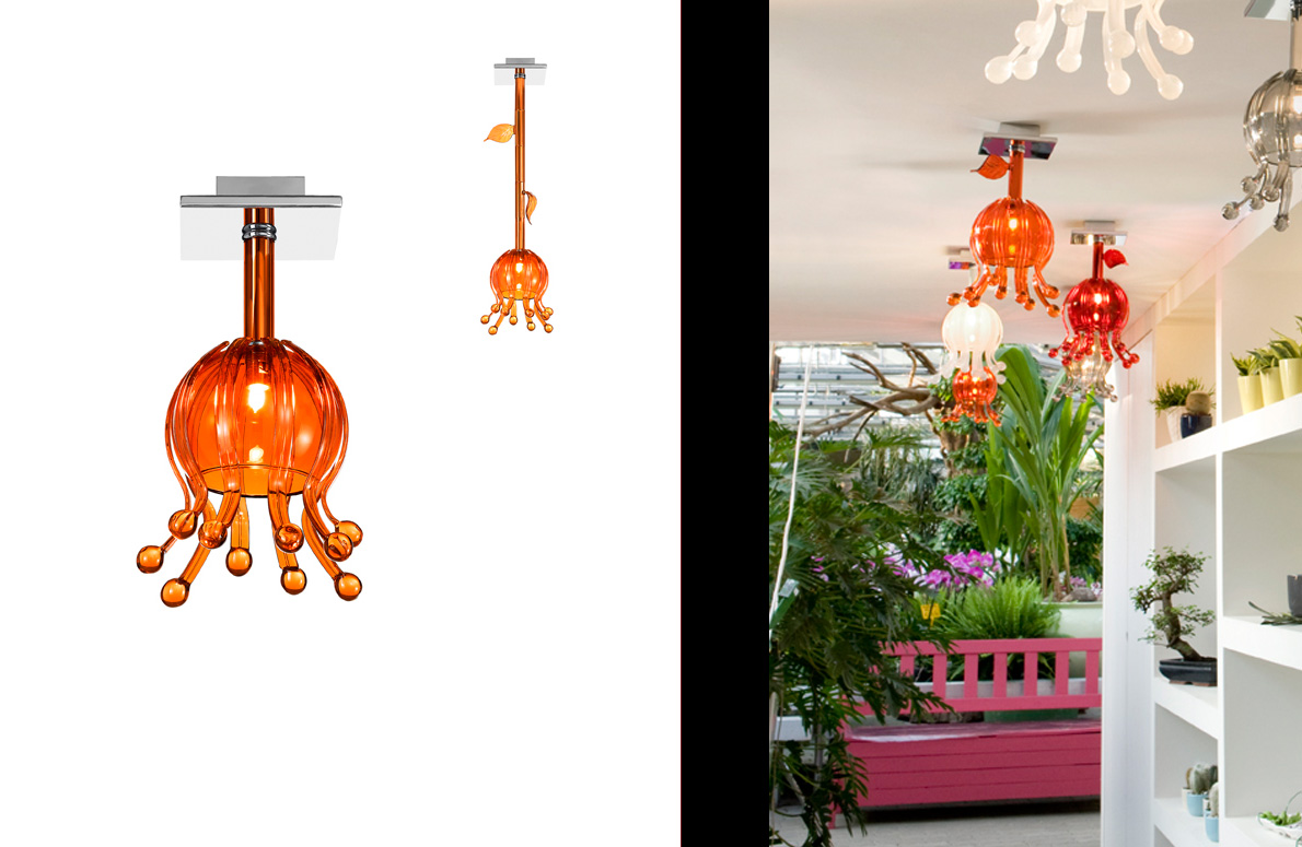 lampada sospensione arancione leda